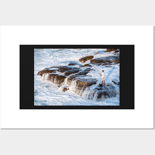 Fisherman On The Rocks Wall Art by AndrewGoodall